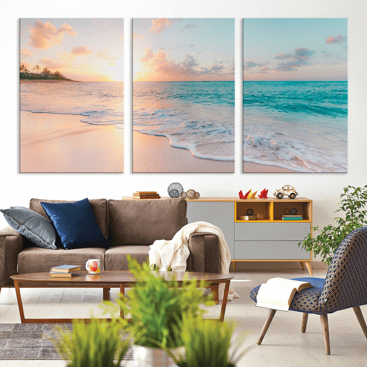 Beach Wall Art, Stunning Ocean Sunset Canvas Print with Coastal Design for Relaxing Home Decor