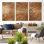 Tree Ring Canvas Art, Rustic Wood Grain Wall Art, Tree Slice Decor for Modern Homes
