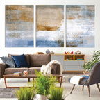 Blue Multi Panel Abstract Wall Art Canvas, Abstract Blue and Gold Canvas Print