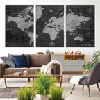 World Map Canvas Print, Detailed Map of the World Wall Art for Home or Office