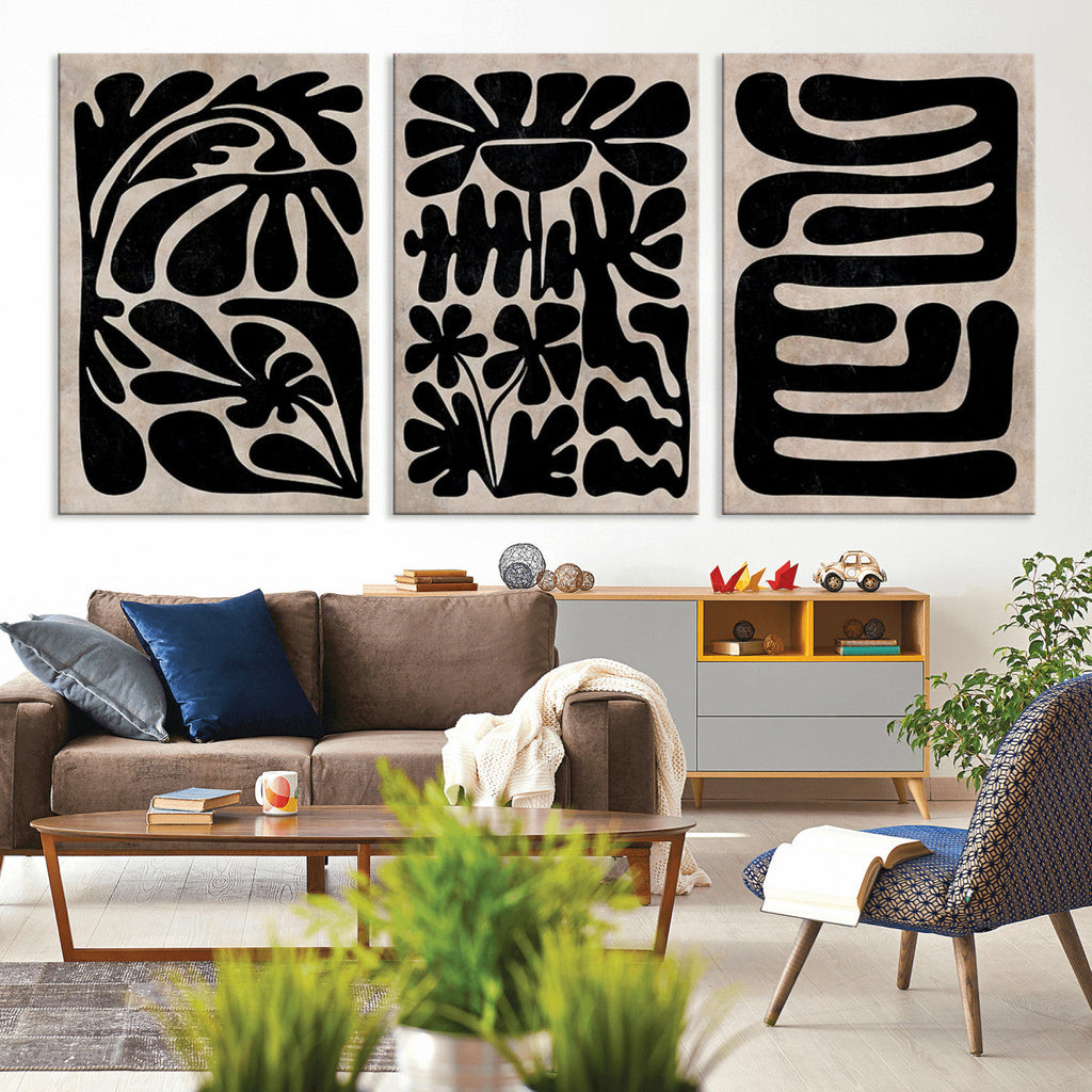 Canvas Print Wall Art Abstract Art Boho, Framed Boho Art