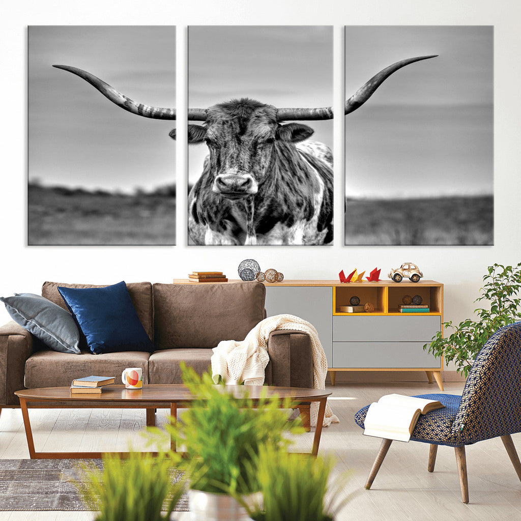 Texas Longhorn Cow Wall Art, Texas Longhorn Canvas, Cattle