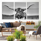 Texas Longhorn Cow Wall Art, Texas Longhorn Canvas, Cattle