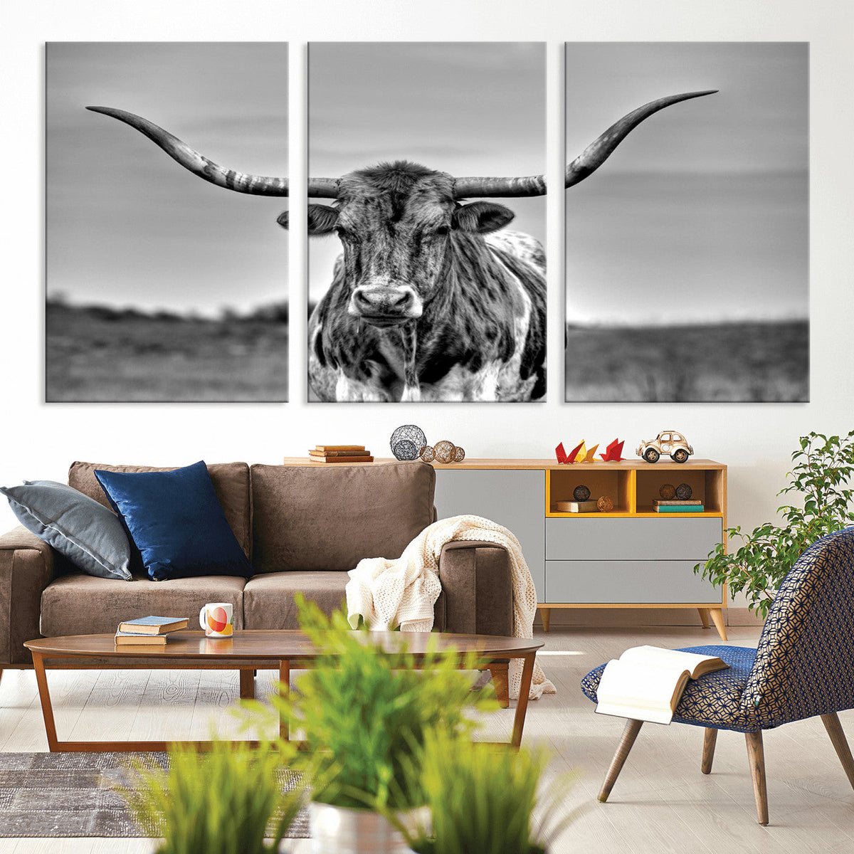 Texas Longhorn Cow Wall Art, Texas Longhorn Canvas, Cattle