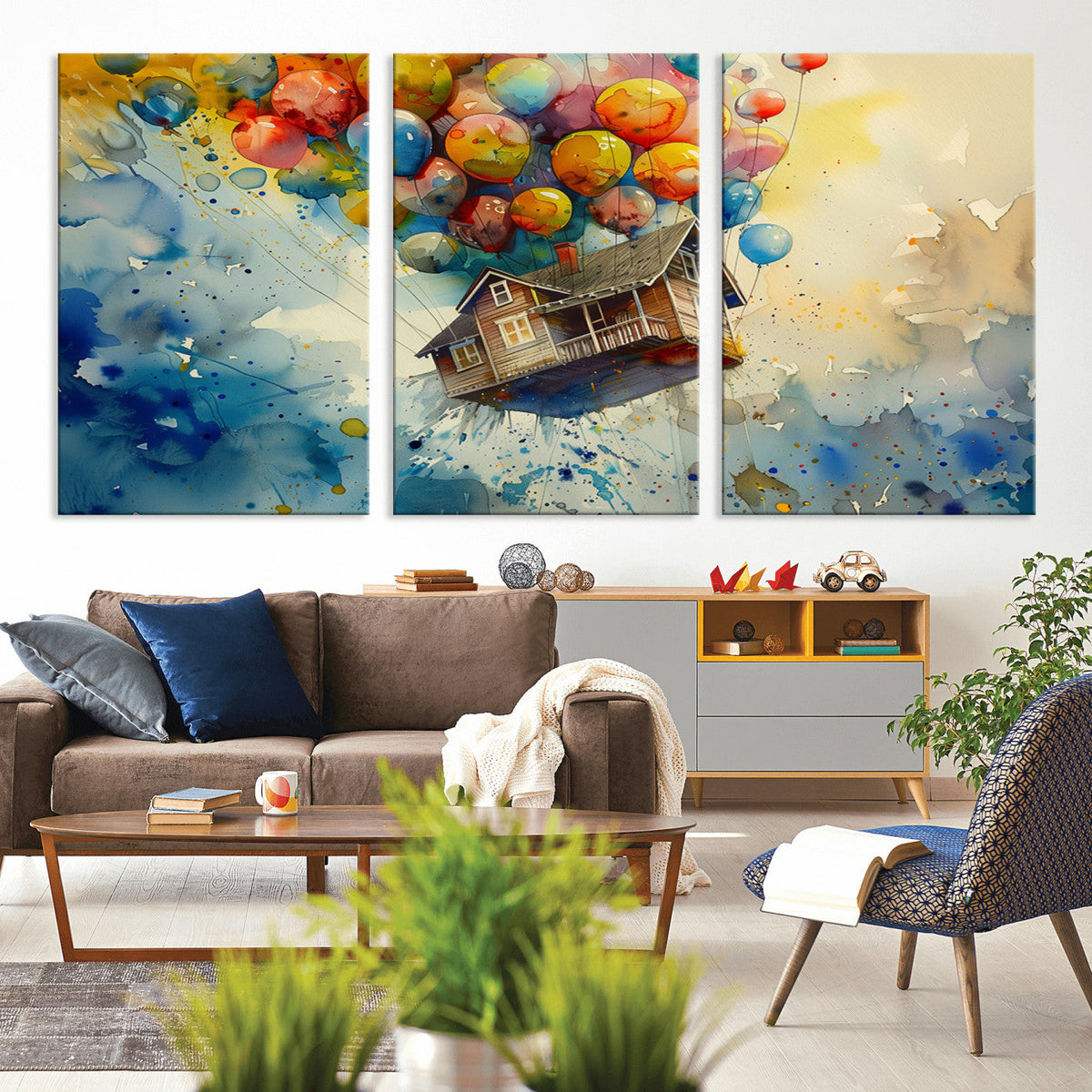 UP-Inspired Floating House with Balloons Canvas Art | Colorful Wall Decor