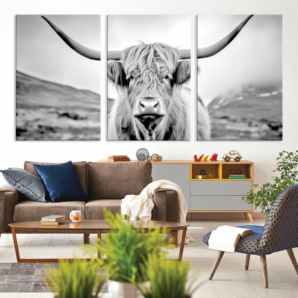 Scottish Cow Wall Art Canvas Print