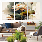 Lotus Flower Watercolor Canvas Print | A Symbol of Serenity and Growth in Soft Watercolors