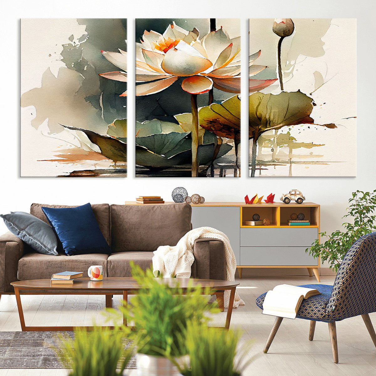 Lotus Flower Watercolor Canvas Print | A Symbol of Serenity and Growth in Soft Watercolors