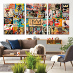 Abstract Art Collage Wall Art Canvas Print, Urban Graffiti Style
