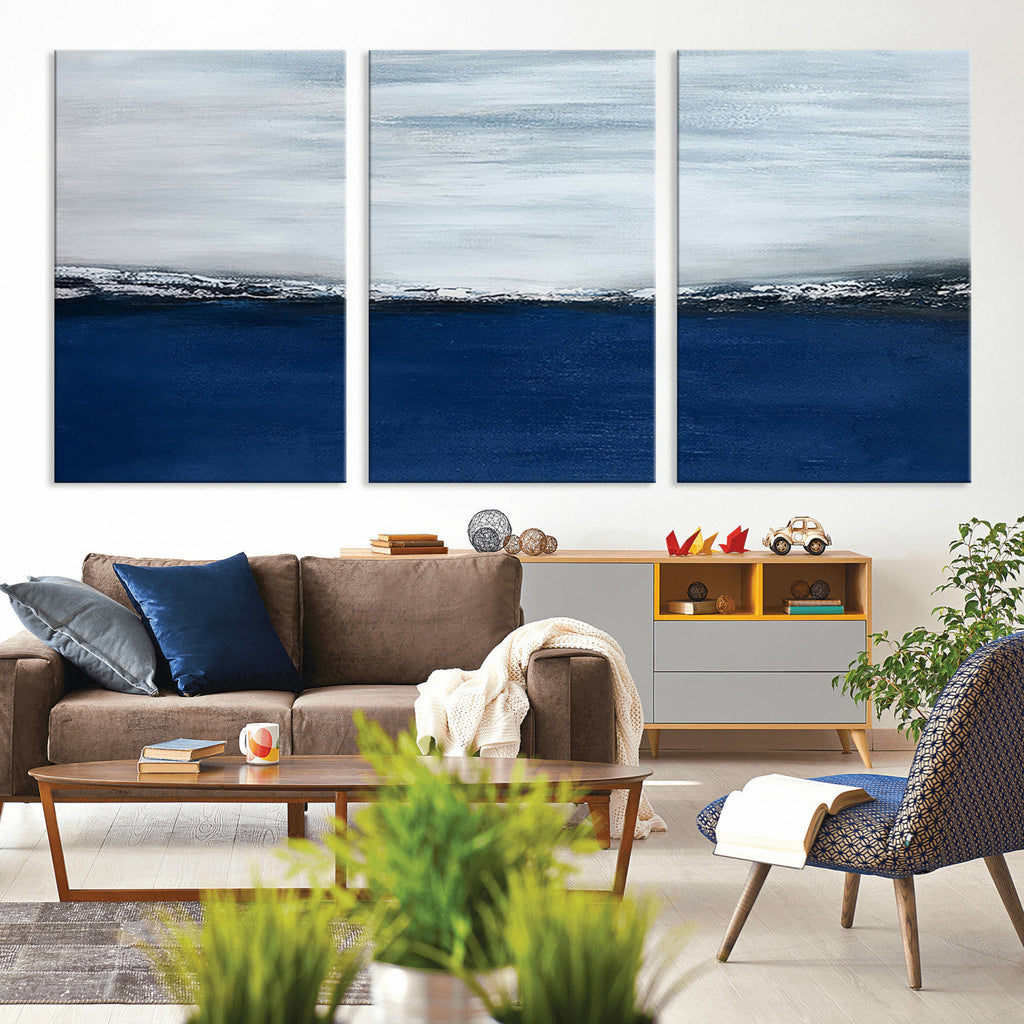 Navy Blue Abstract Wall Art Canvas Print