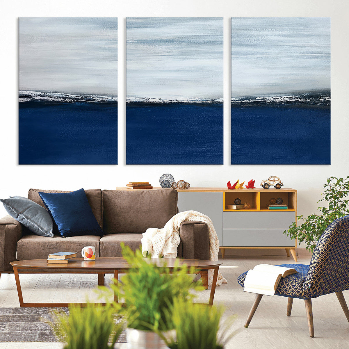 Navy Blue Abstract Wall Art Canvas Print