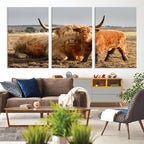 Highland Cow Canvas Wall Art Animal Print for Farm House Decor