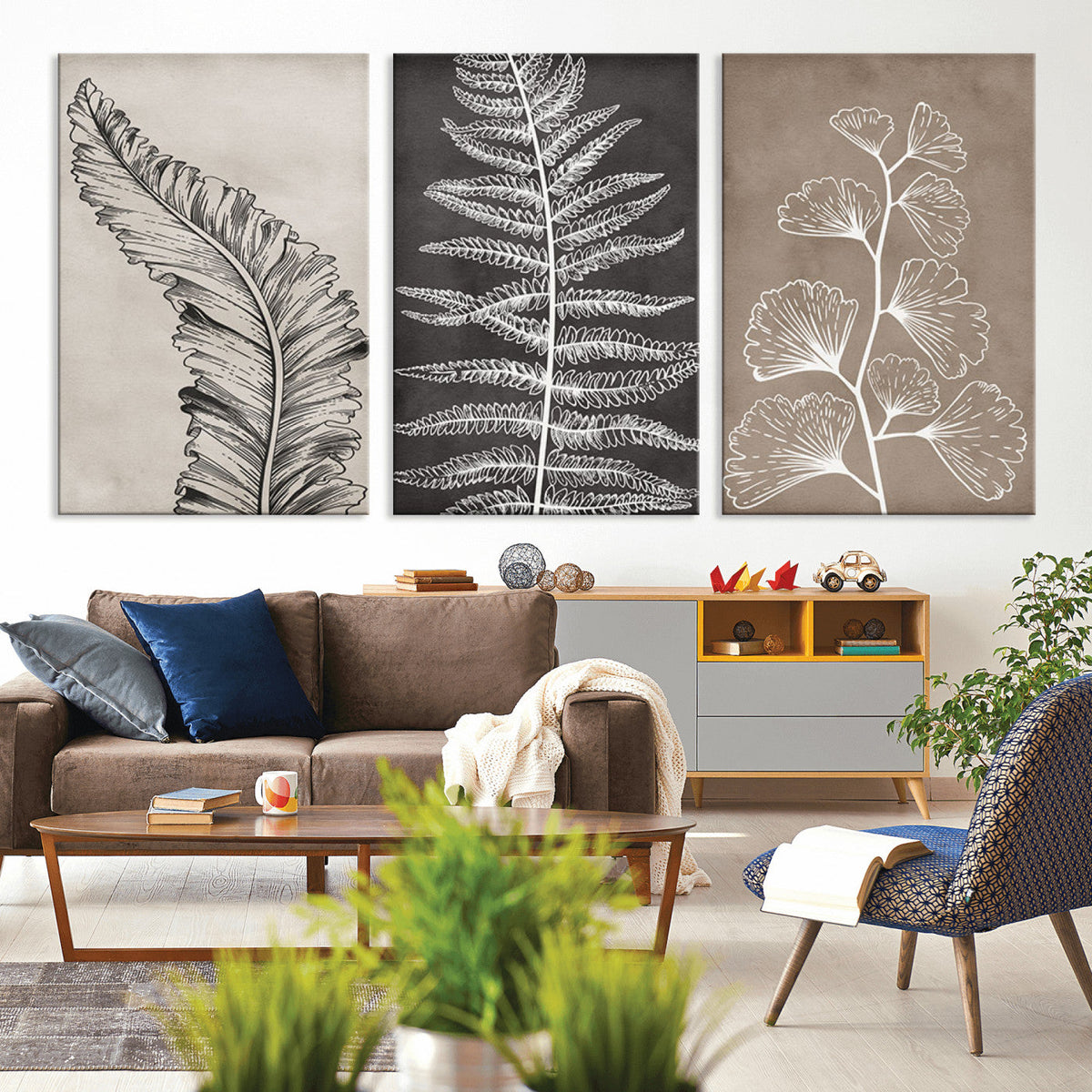 Minimalist Botanical Wall Art Canvas Print, Framed and Ready to Hang