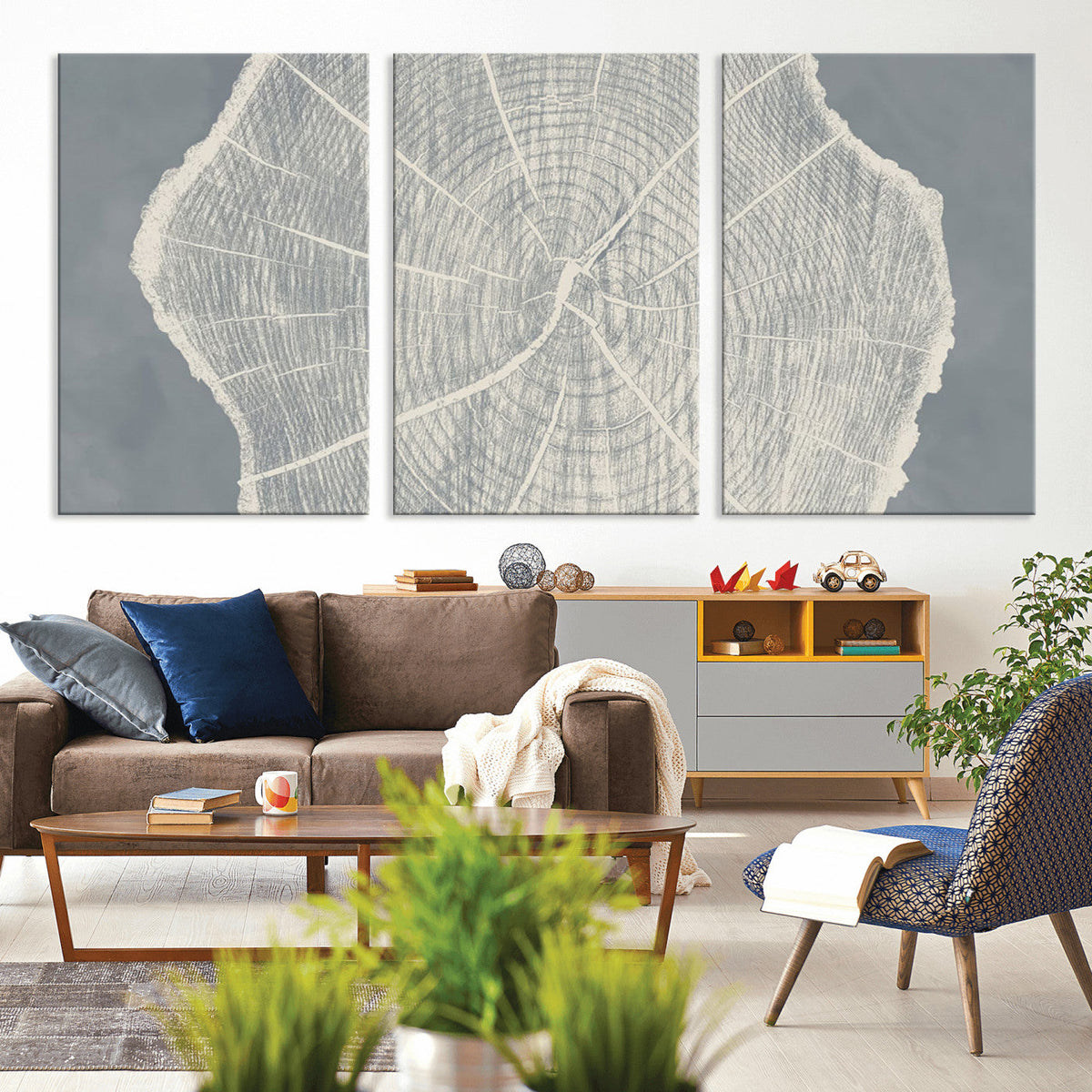 Abstract Tree Ring Wall Art Canvas Print, Framed and Ready to Hang