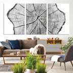 Rustic Tree Ring Wall Art Canvas Print, Framed and Ready to Hang