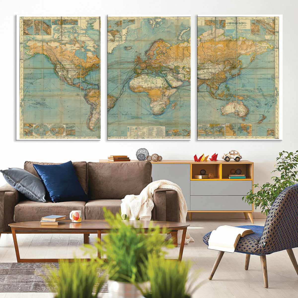 Push Pin World Map Canvas Print | Travel Tracker Wall Art for Couples