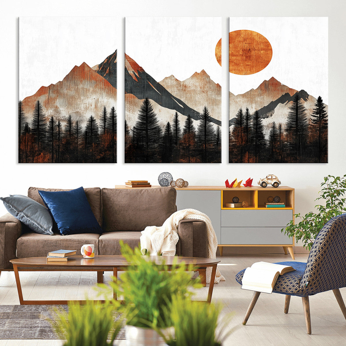 Modern Abstract Mountain Canvas Wall Art Print
