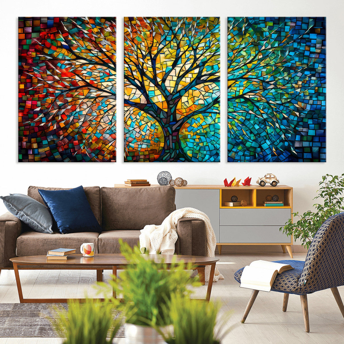 Yggdrasil Tree of Life Wall Art Print | Mosaic Style Canvas Wall Art