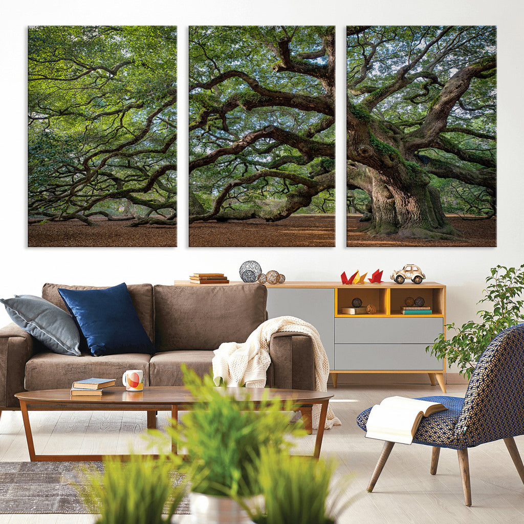 Historic Tree Wall Art | Framed Mossy Branch Canvas Artwork