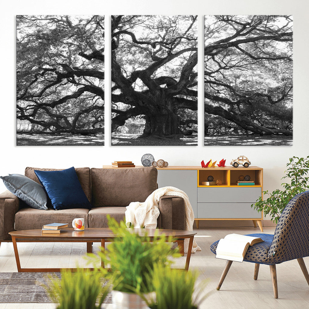 Ancient Oak Wall Art Canvas Print | Gnarled Tree with Twisted Branches
