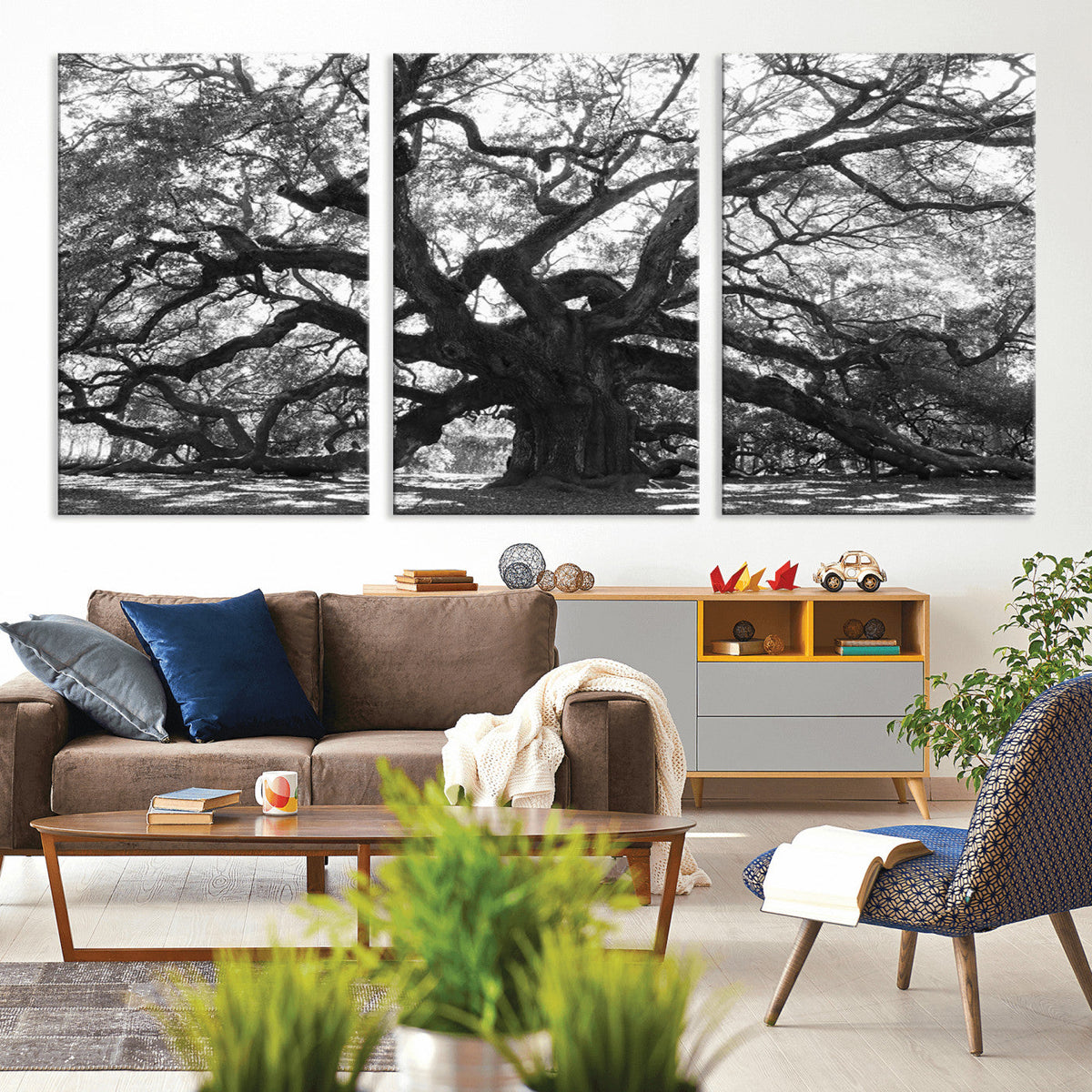 Ancient Oak Wall Art Canvas Print | Gnarled Tree with Twisted Branches
