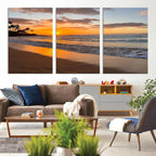 Tropical Beach Wall Art | Framed Sunset Ocean Canvas
