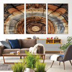 Tree Rings Wall Art Canvas Print, Rustic Wood Grain