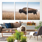 Wild Bison Wall Art | Framed Prairie Landscape Canvas