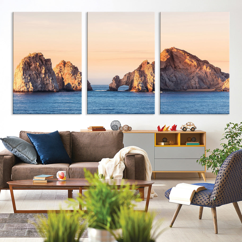 El Arco Wall Art Canvas Print, Framed Cabo San Lucas Ocean Arch Coastal Art
