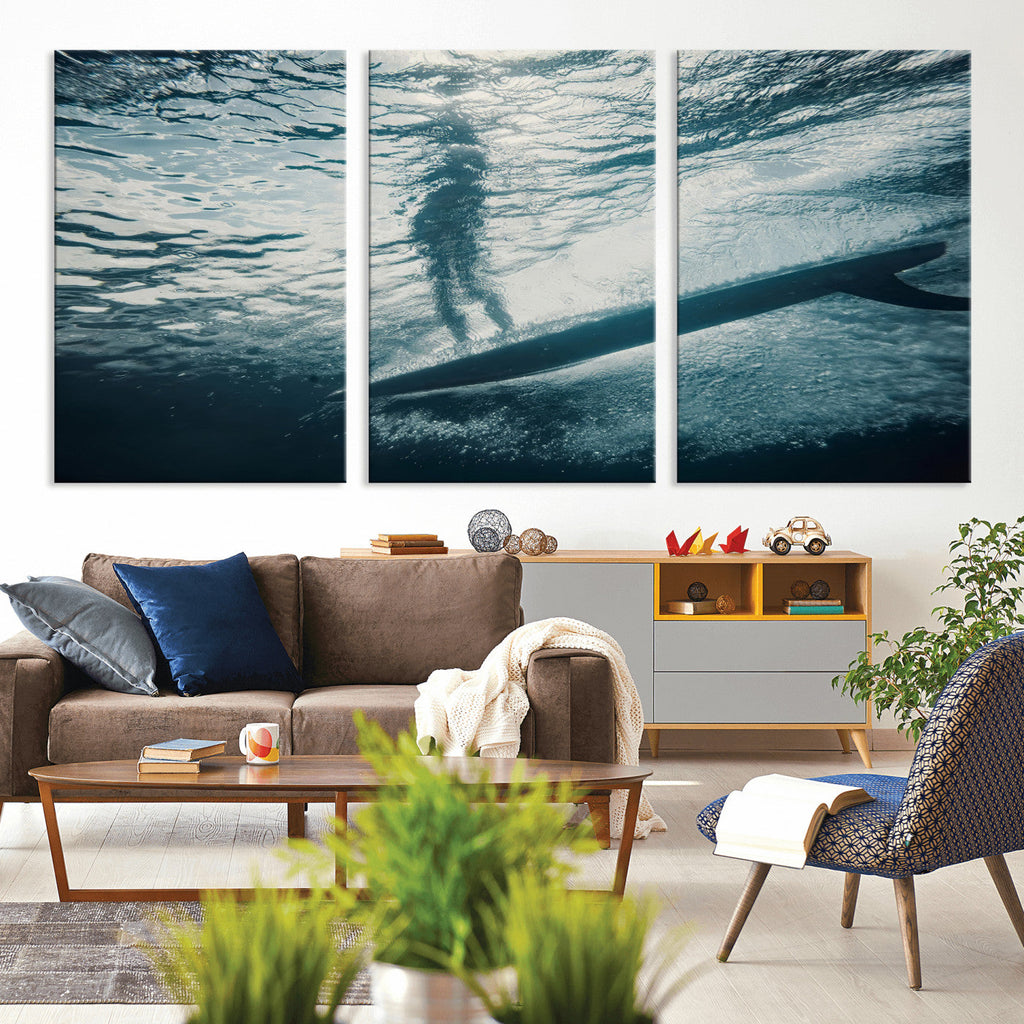 Underwater Surf Wall Art | Framed Ocean Wave Canvas Artwork
