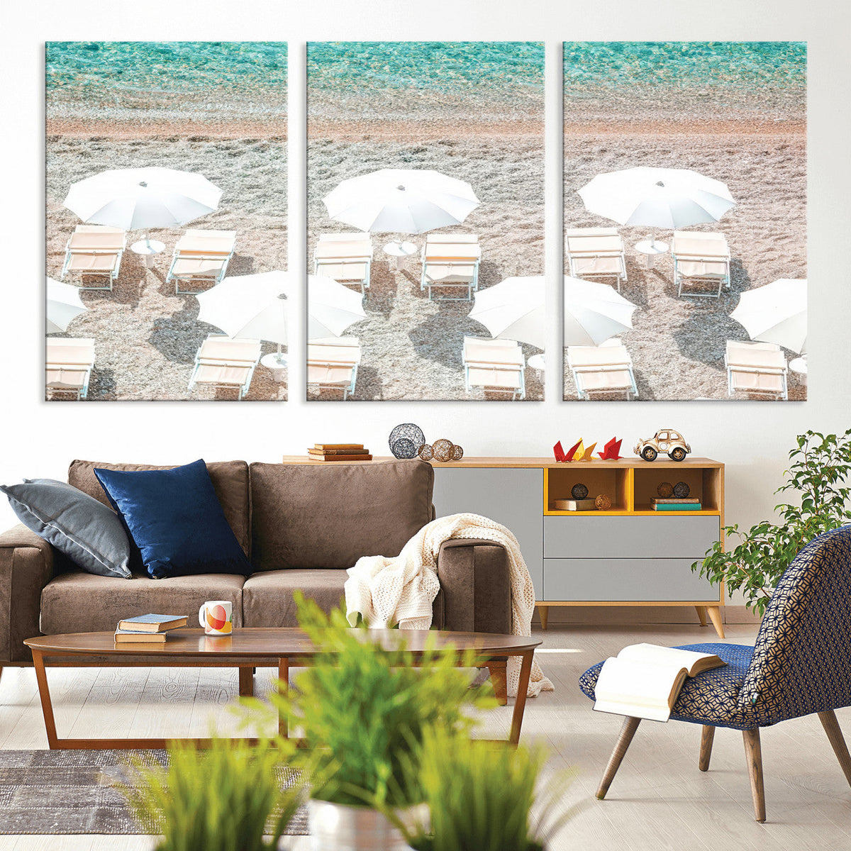 Calm Beach Wall Art | Framed Turquoise Water Canvas Artwork