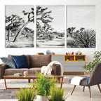 Joshua Tree Wall Art | Black & White Canvas Print, Nature Serenity Decor