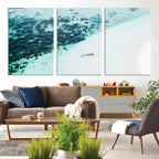 Minimal Beach Wall Art | Framed Ocean Swimming Canvas