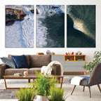 Ocean Wave Wall Art | Aerial Coastal View Canvas Artwork