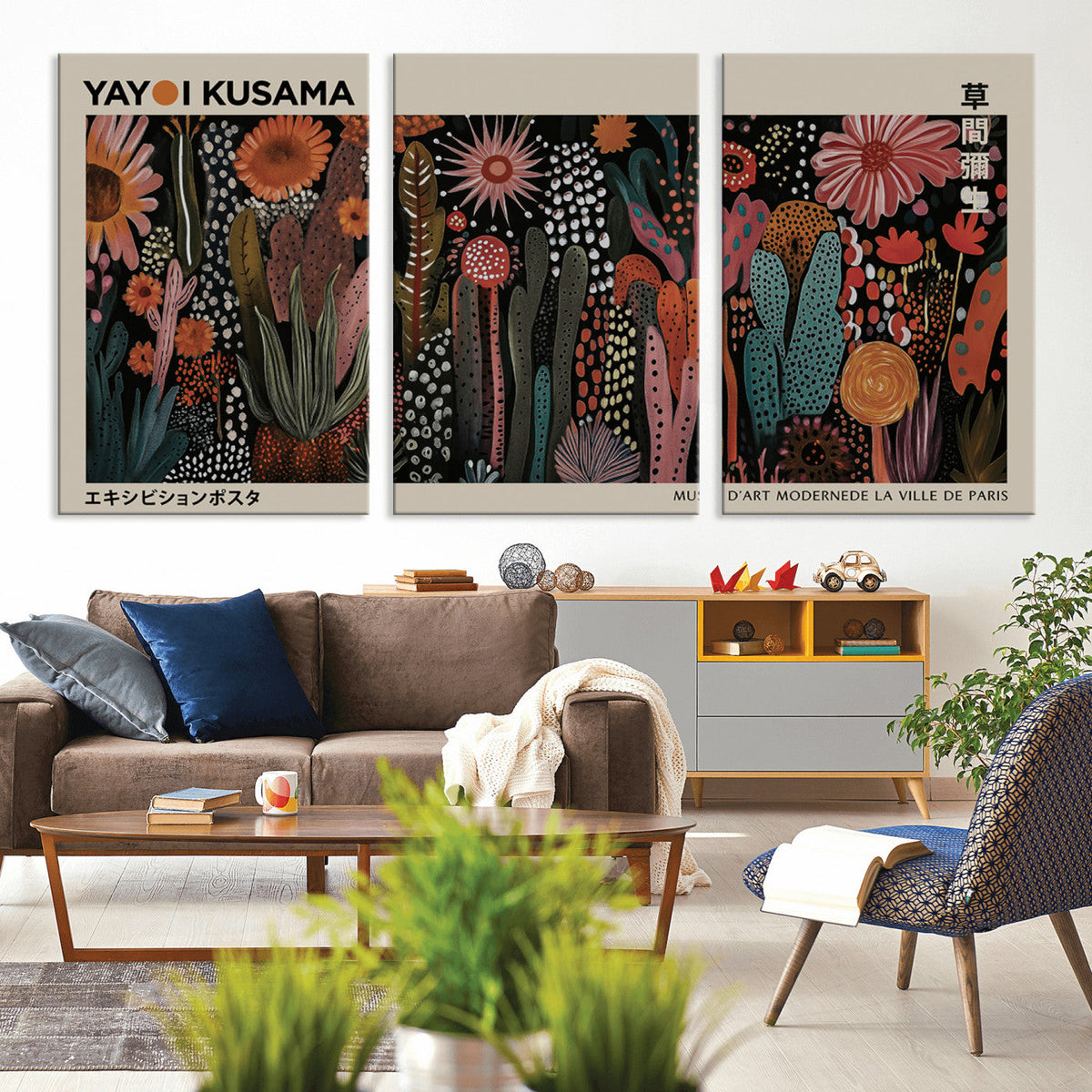 Modern Japanese Wall Art Canvas Print, Framed Abstract Mount Fuji Zen Landscape