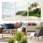 Relaxing Beach Wall Art Canvas Print, Framed Ocean View Coastal Serenity