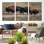 Bison Wall Art Canvas Print, Framed Western Wildlife Modern Ranch