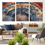 Tree Rings Wall Art Canvas Print, Framed Petrified Wood Art, Modern Rustic Decor