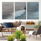 Ocean Waves Wall Art Canvas Print, Framed Coastal Serenity Surf Scene