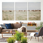 Bison Herd Wall Art Canvas Print, Framed Western Ranch Nature Scene