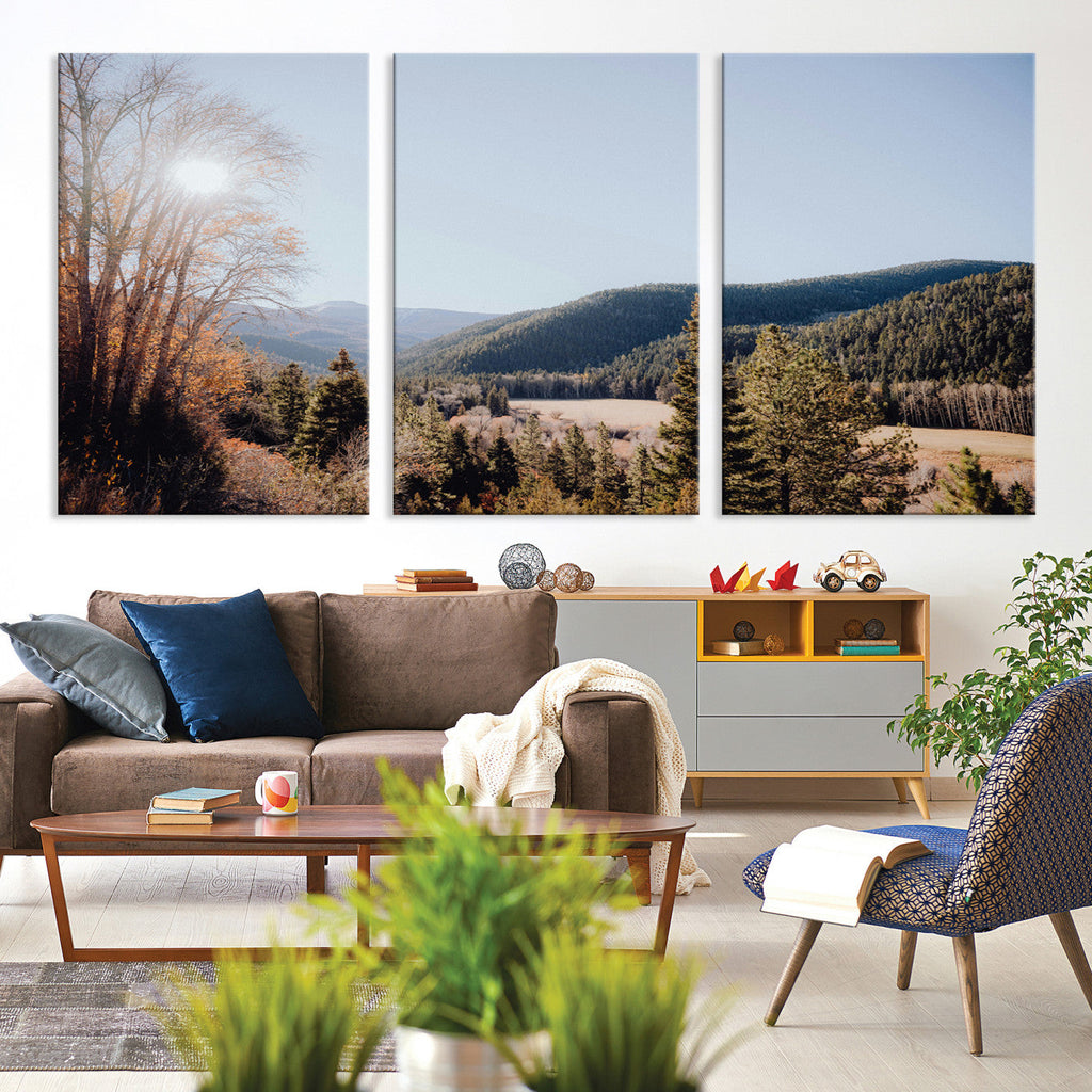 Rustic Landscape Wall Art Canvas Print, Serene Valley Scene