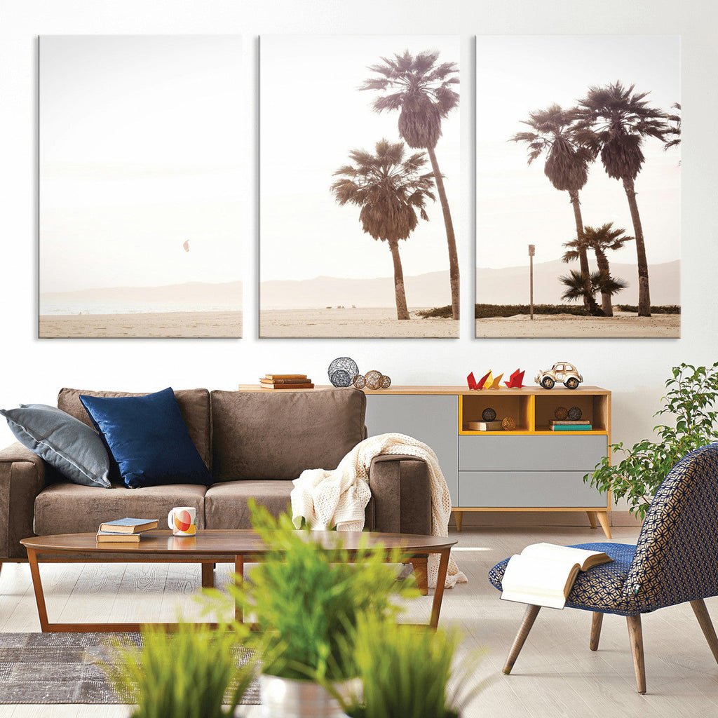 Coastal Light Wall Art Canvas Print, Framed Relaxing Shoreline Art, Minimalist Ocean Tropical Decor