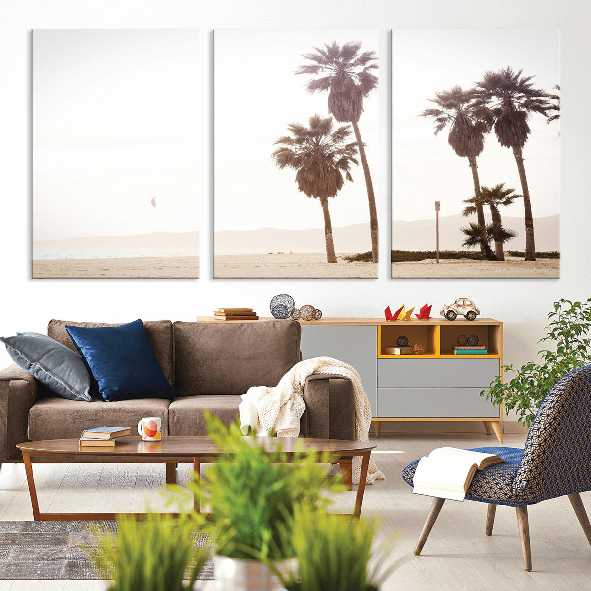 Coastal Light Wall Art Canvas Print, Framed Relaxing Shoreline Art, Minimalist Ocean Tropical Decor