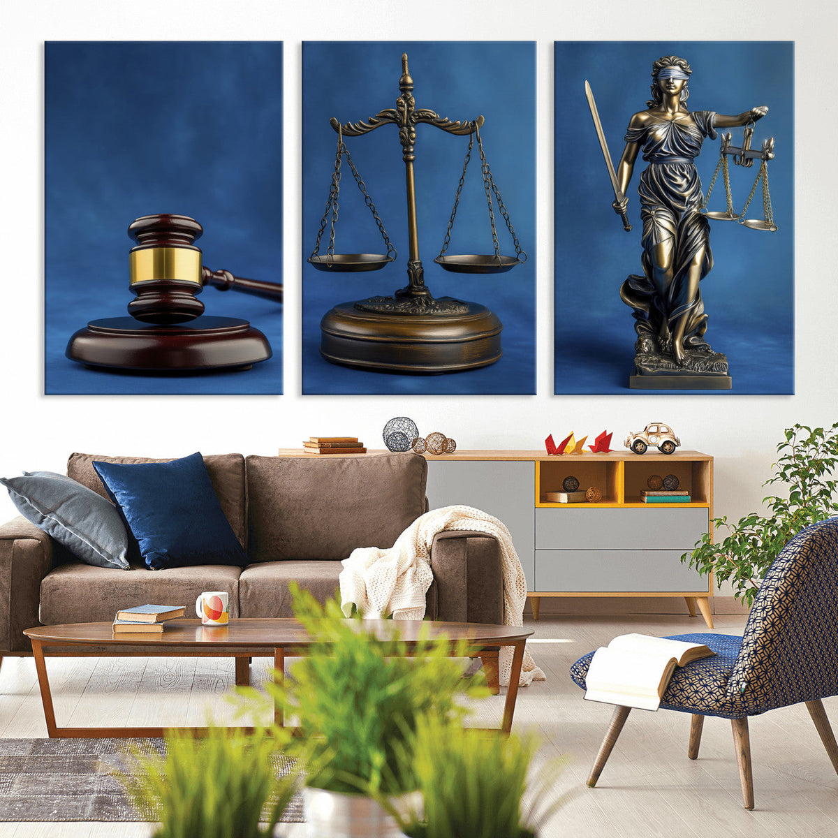 Legal Justice Wall Art Canvas Print | Gavel, Scales and Lady Justice
