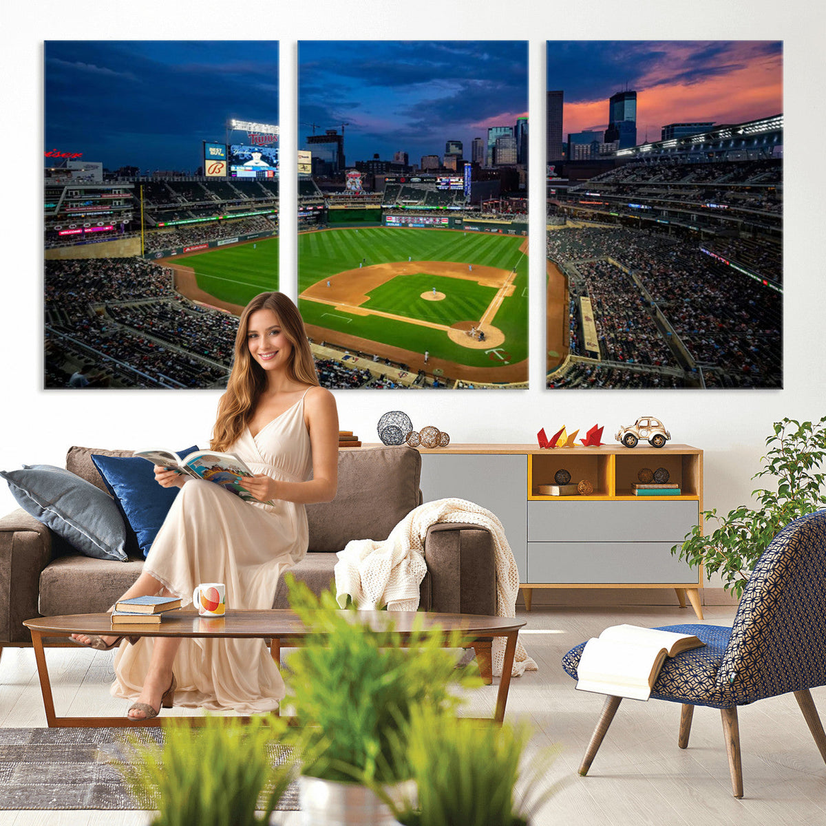 Target Field Wall Art Canvas Print, Baseball Stadium Scene