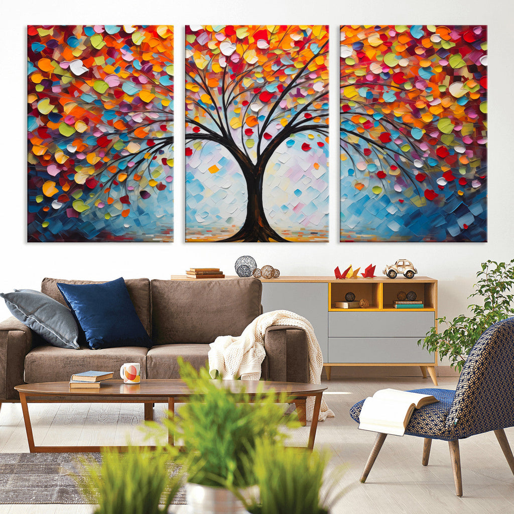 Vibrant Tree of Life Canvas Wall Art | Colorful Abstract Nature