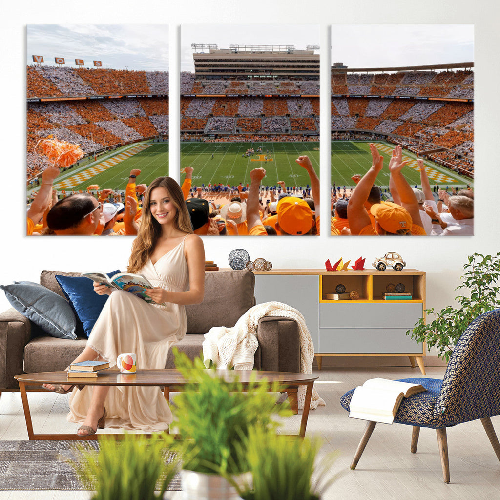 Tennessee Neyland Stadium Wall Art, Sports Arena Canvas, Home Bar Wall Decor