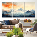 Warm Clouds Abstract Mountain Wall Art, Modern Landscape Canvas Print