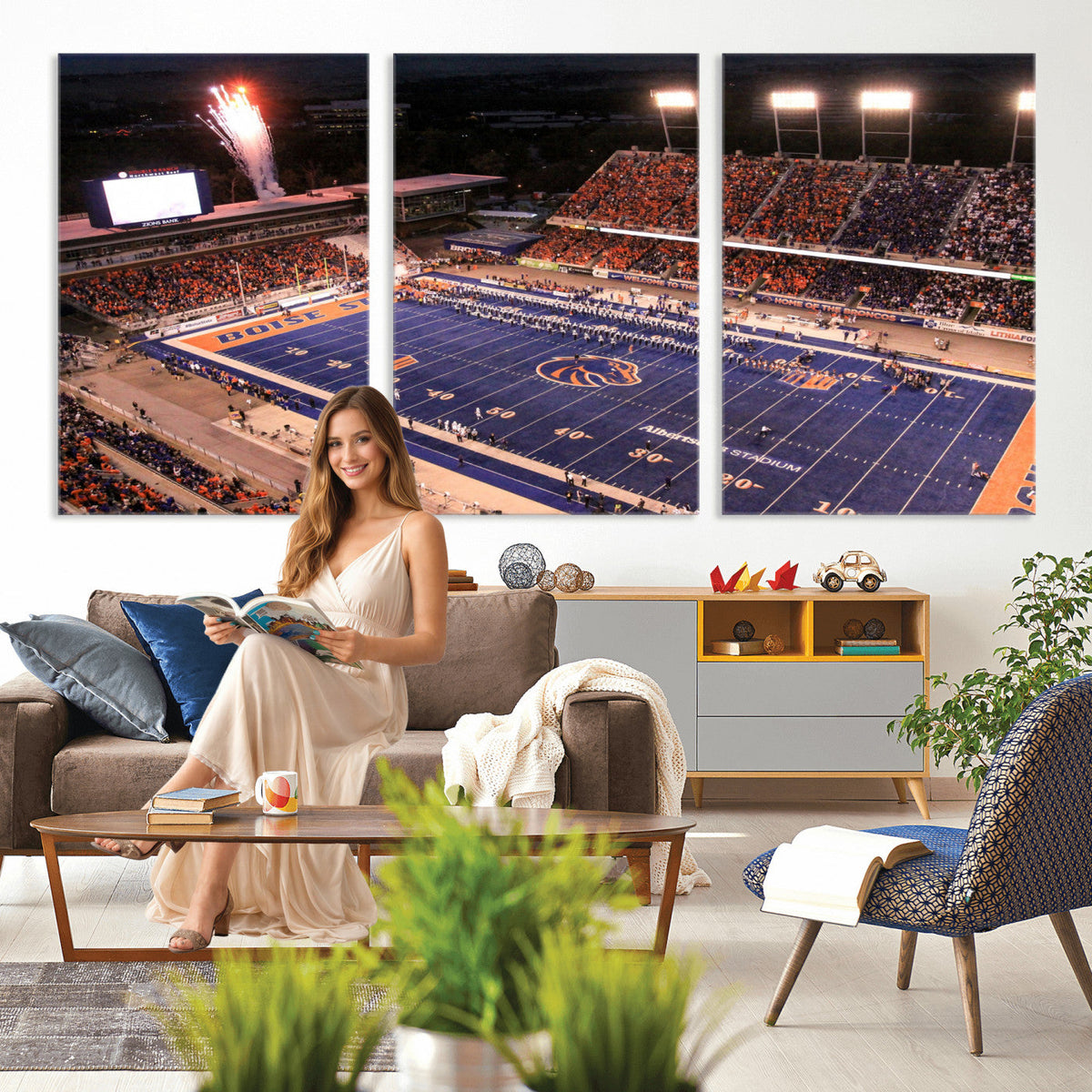 Boise State Broncos Albertsons Stadium Wall Art Canvas Print