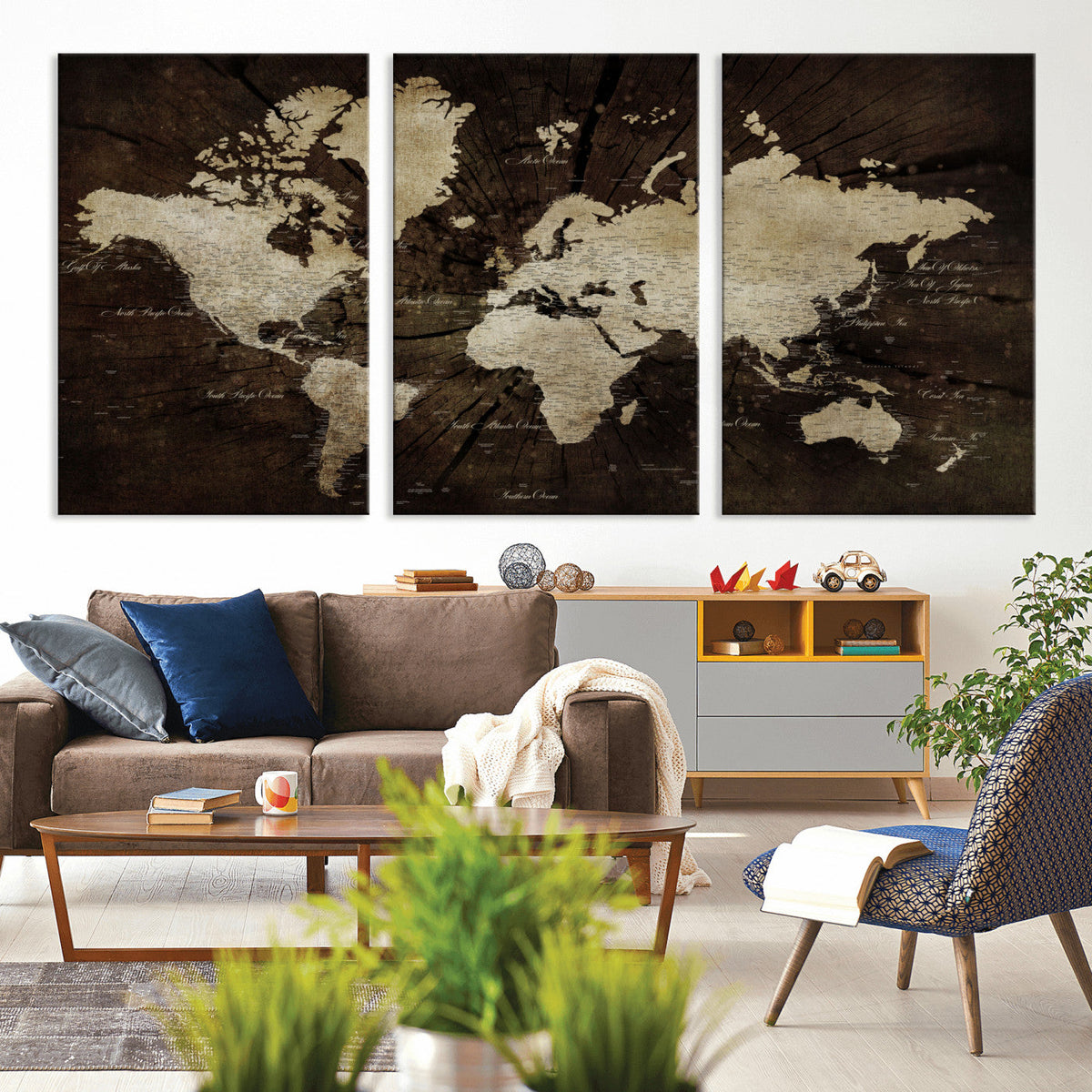 World Map Wall Art Canvas Print | Framed Travel Map Wall Art